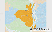 Political 3D Map of Sirajganj Zl, lighten