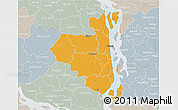 Political 3D Map of Sirajganj Zl, lighten, semi-desaturated