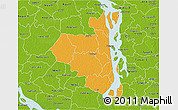 Political 3D Map of Sirajganj Zl, physical outside