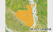 Political 3D Map of Sirajganj Zl, satellite outside