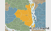 Political 3D Map of Sirajganj Zl, semi-desaturated