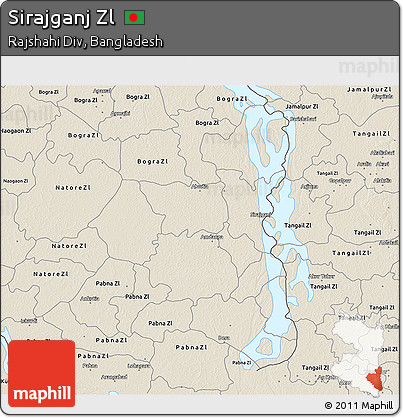 Shaded Relief 3D Map of Sirajganj Zl