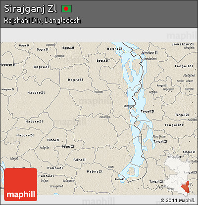 Shaded Relief 3D Map of Sirajganj Zl
