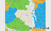 Shaded Relief 3D Map of Sirajganj Zl, political outside