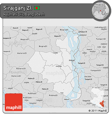 Silver Style 3D Map of Sirajganj Zl