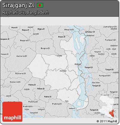 Silver Style 3D Map of Sirajganj Zl