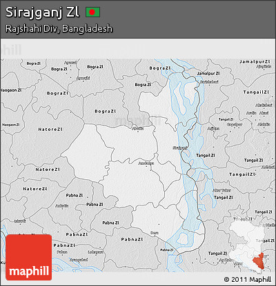 Silver Style 3D Map of Sirajganj Zl