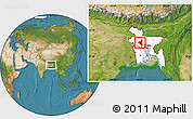 Satellite Location Map of Sirajganj Zl, highlighted country