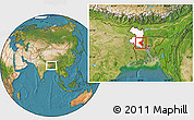 Satellite Location Map of Sirajganj Zl, highlighted parent region