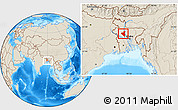 Shaded Relief Location Map of Sirajganj Zl, within the entire country
