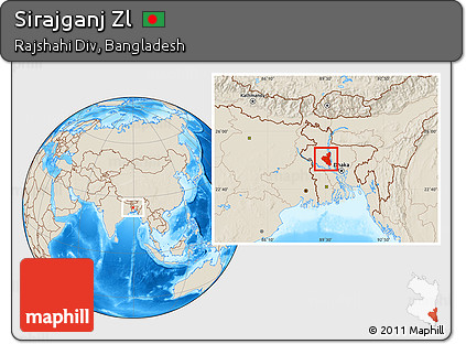 Shaded Relief Location Map of Sirajganj Zl