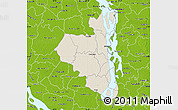 Shaded Relief Map of Sirajganj Zl, physical outside