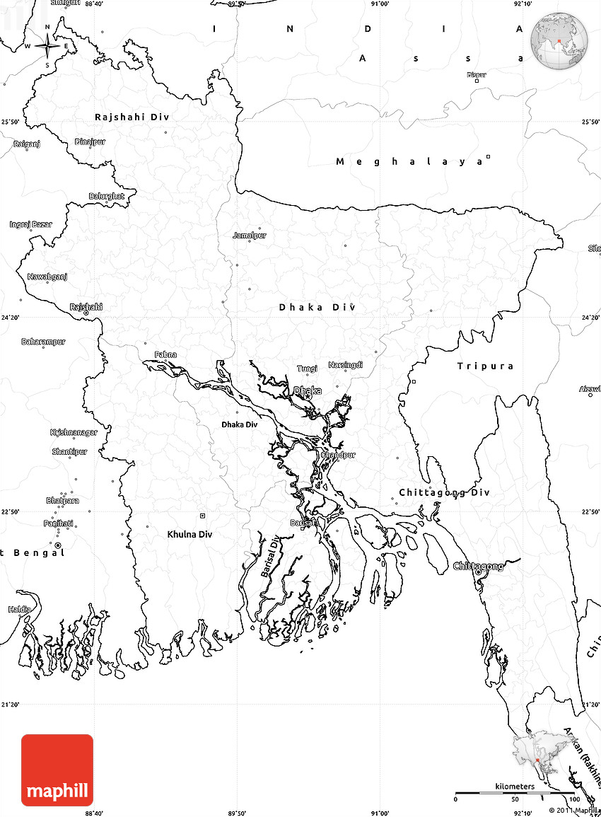 Blank Simple Map Of Bangladesh