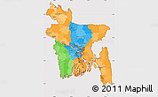 Political Simple Map of Bangladesh, cropped outside
