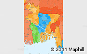 Political Simple Map of Bangladesh, political shades outside