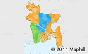 Political Simple Map of Bangladesh, single color outside