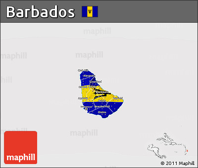 Flag 3D Map of Barbados, flag rotated