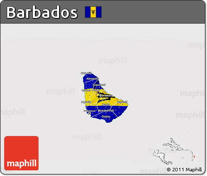 Flag 3D Map of Barbados, flag rotated
