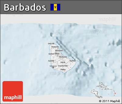 Gray 3D Map of Barbados, single color outside