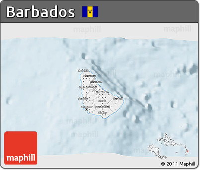 Gray 3D Map of Barbados, single color outside