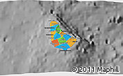 Political 3D Map of Barbados, darken, desaturated