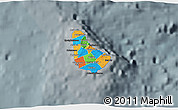 Political 3D Map of Barbados, darken, semi-desaturated