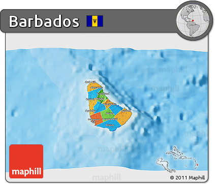 Political 3D Map of Barbados, single color outside