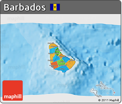 Political 3D Map of Barbados, single color outside