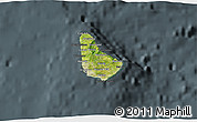 Satellite 3D Map of Barbados, darken, semi-desaturated