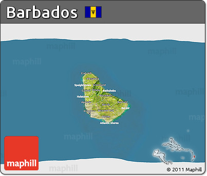 Satellite 3D Map of Barbados, lighten, land only