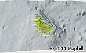 Satellite 3D Map of Barbados, lighten, semi-desaturated