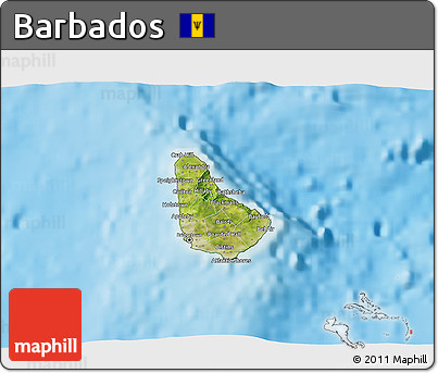Satellite 3D Map of Barbados, physical outside
