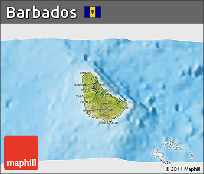 Satellite 3D Map of Barbados, physical outside
