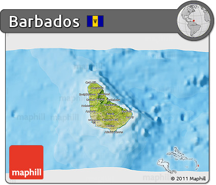 Satellite 3D Map of Barbados, political outside