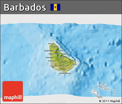 Satellite 3D Map of Barbados, political outside