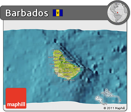 Satellite 3D Map of Barbados, political outside, satellite sea