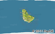 Satellite 3D Map of Barbados, semi-desaturated, land only