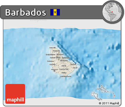 Shaded Relief 3D Map of Barbados