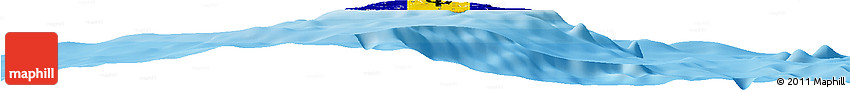 Flag Horizon Map of Barbados, single color outside, bathymetry sea, shaded relief sea