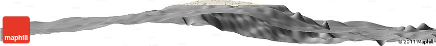 Shaded Relief Horizon Map of Barbados, darken, desaturated