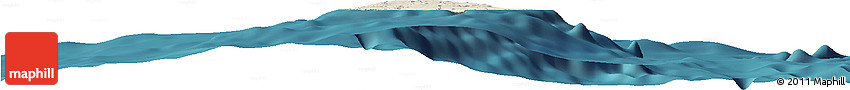 Shaded Relief Horizon Map of Barbados, single color outside, satellite sea