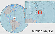 Gray Location Map of Barbados, hill shading