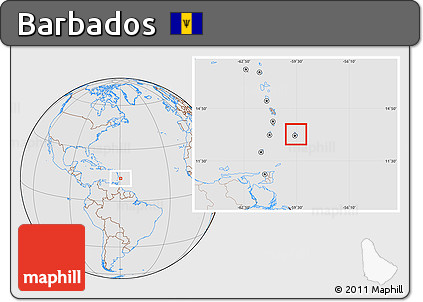 Gray Location Map of Barbados, lighten, desaturated