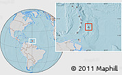Gray Location Map of Barbados, lighten, desaturated, land only, hill shading