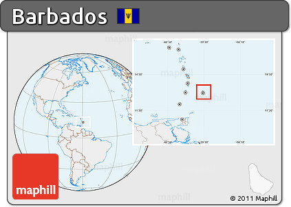 Gray Location Map of Barbados, lighten