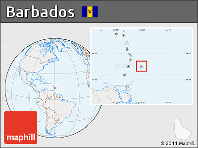 Gray Location Map of Barbados, lighten