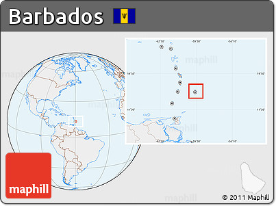 Gray Location Map of Barbados, lighten