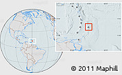 Gray Location Map of Barbados, lighten, hill shading