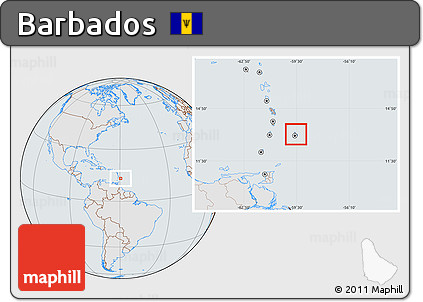 Gray Location Map of Barbados, lighten, semi-desaturated