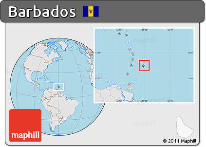 Gray Location Map of Barbados, lighten, semi-desaturated, land only